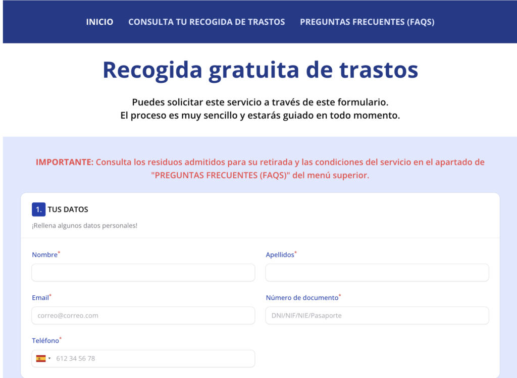 plataforma recogida trastos