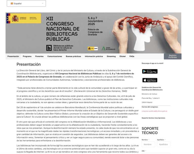 Desarrollo web y de aplicaciones móviles (Android e iOS) en el XII Congreso Nacional de Bibliotecas Públicas