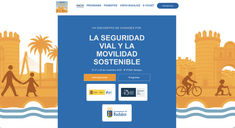 La web del VIII Encuentro de Ciudades por la Seguridad Vial y la Movilidad Sostenible destaca como una plataforma digital eficaz, clara y orientada al usuario